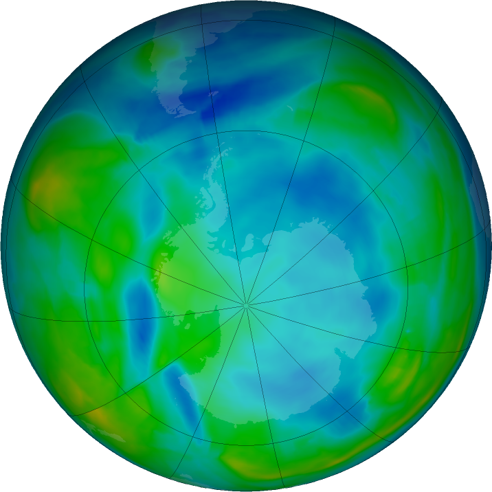 Antarctic ozone map for 17 June 2019